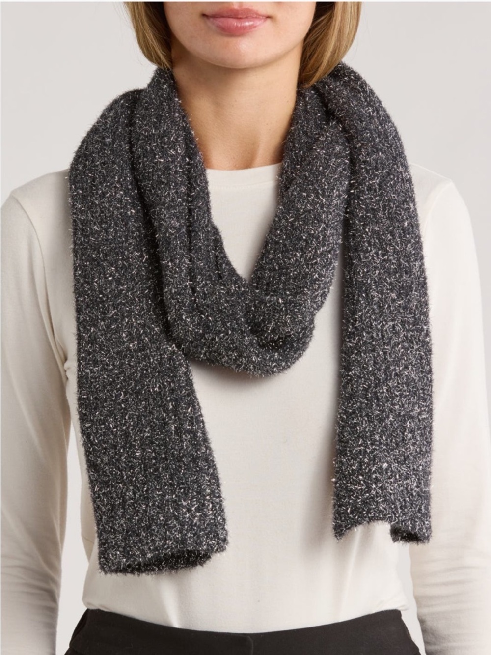 Kate Spade New York tinsel knit scarf in Black NWT